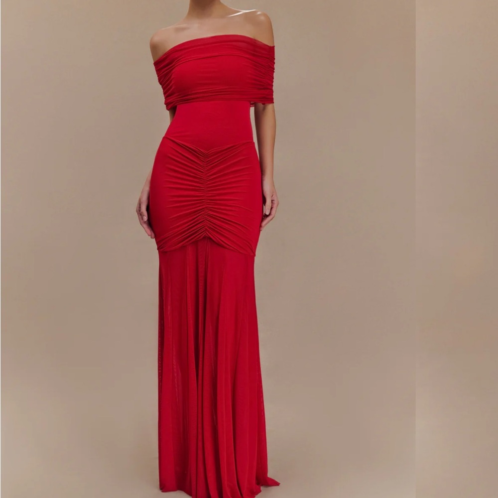 Meshki Strapless Red Maxi Dress